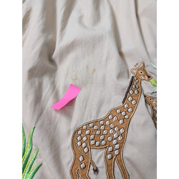 Bechamel Patio (MuMu)  Dress Ruffles Embroidered Monkey Giraffe Animal  Sz Lg - Picture 11 of 12